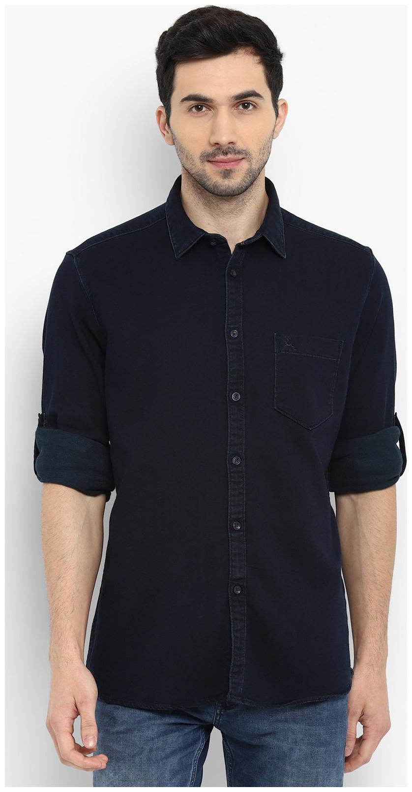 

Parx Men Blue Solid Slim Fit Casual Shirt