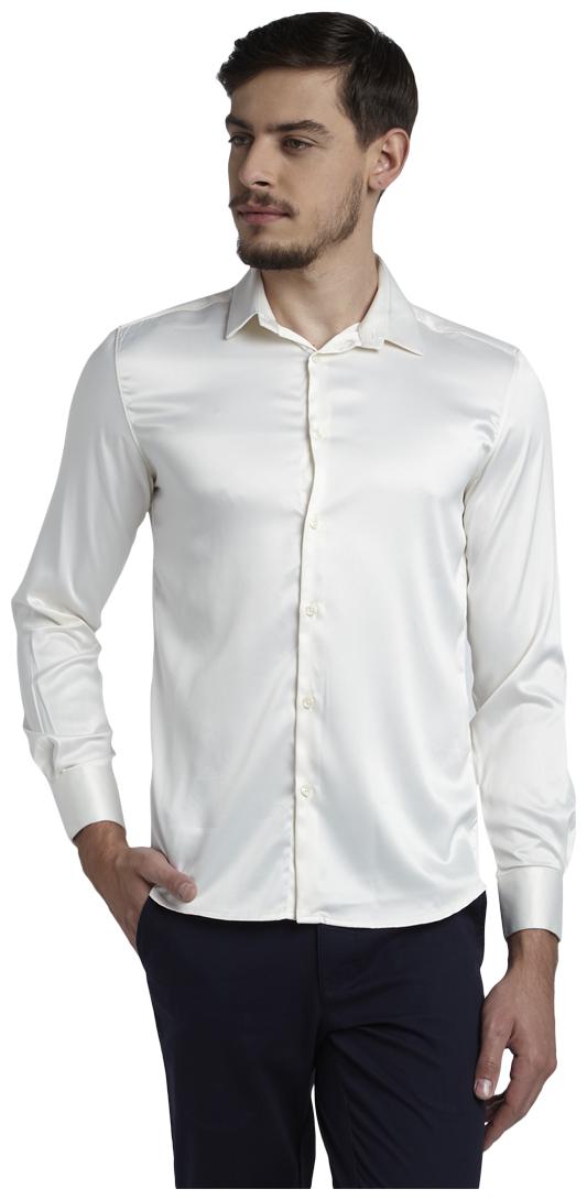 

Parx Men White Solid Slim Fit Casual Shirt