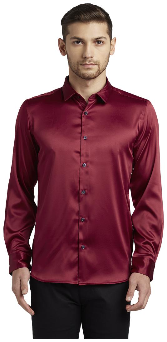 

Parx Men Red Solid Slim Fit Casual Shirt