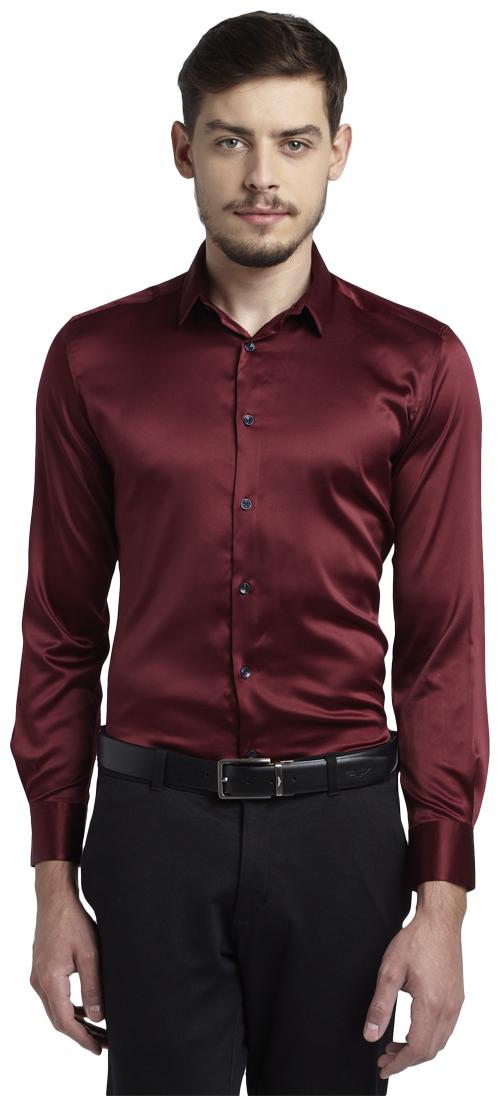 

Parx Men Red Solid Slim Fit Casual Shirt