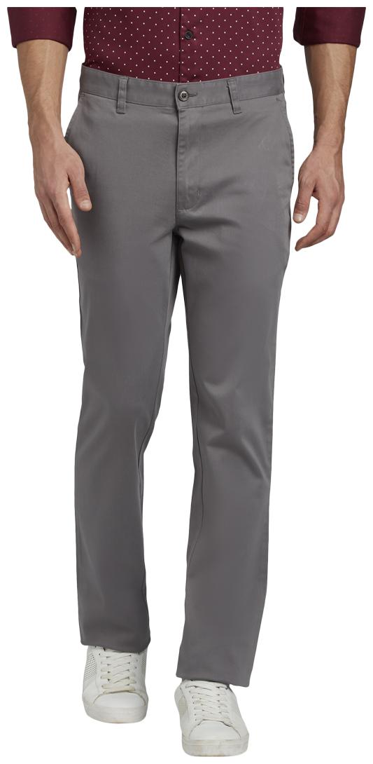 

Parx Men Grey Solid Slim fit Regular trousers