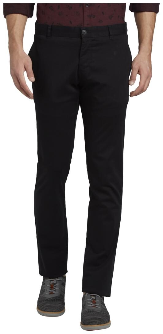 

Parx Men Black Solid Tapered fit Regular trousers