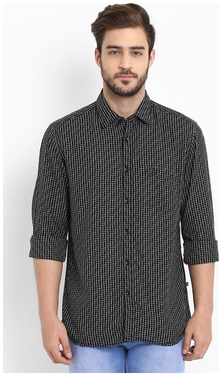 

Parx Men Black Checked Slim Fit Casual Shirt