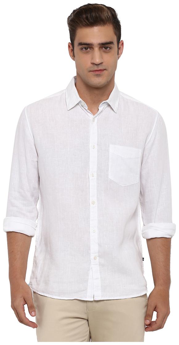 

Parx Men White Solid Slim Fit Casual Shirt