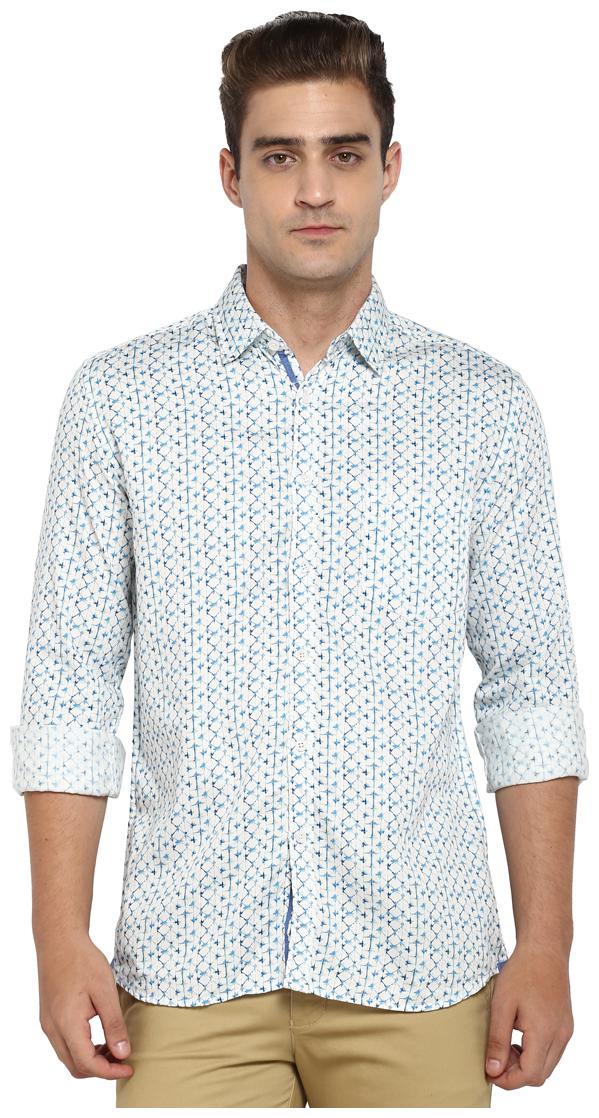 

Parx Men White Printed Slim Fit Casual Shirt