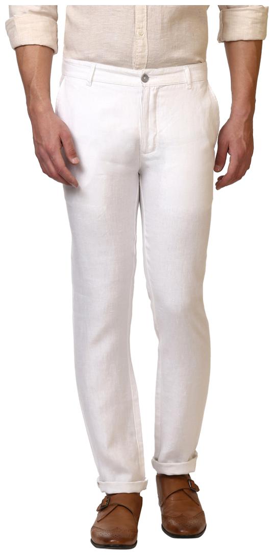 

Parx Men White Solid Slim fit Regular trousers