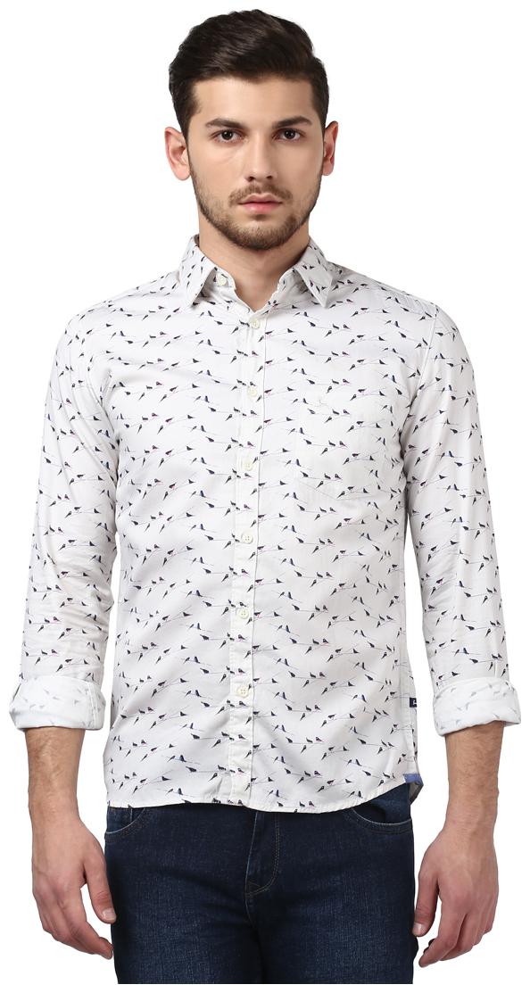 

Parx Men White Printed Slim Fit Casual Shirt