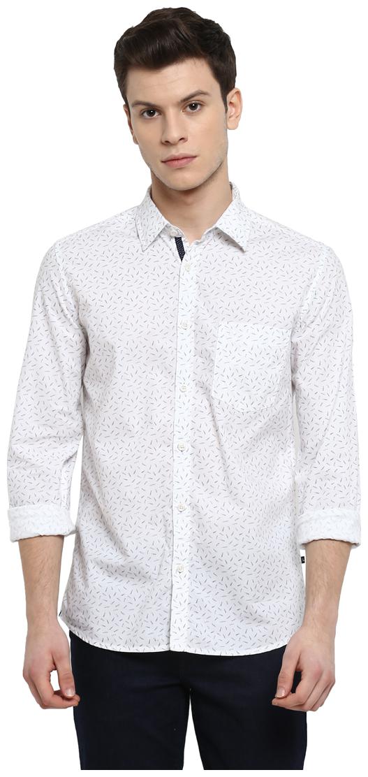 

Parx Men White Printed Slim Fit Casual Shirt