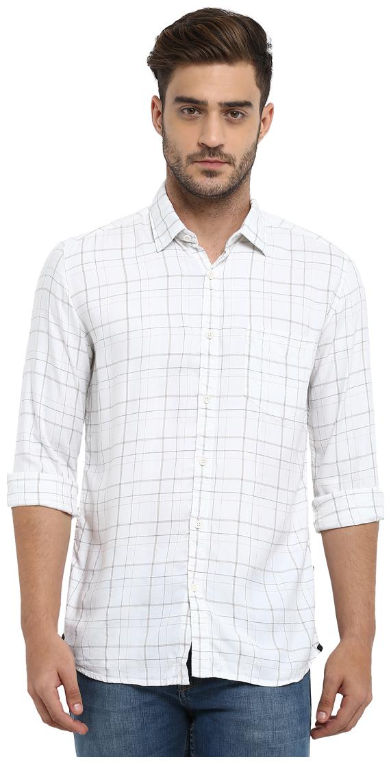 

Parx Men White Checked Slim Fit Casual Shirt
