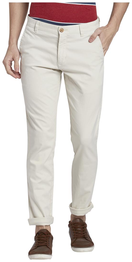 

Parx Men White Solid Tapered fit Regular trousers