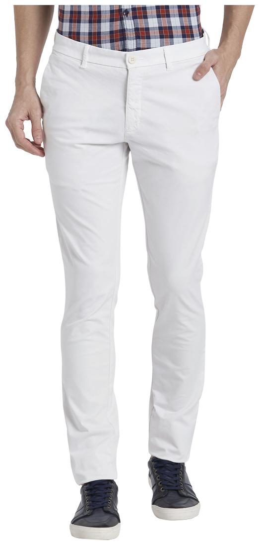 

Parx Men White Solid Slim fit Regular trousers