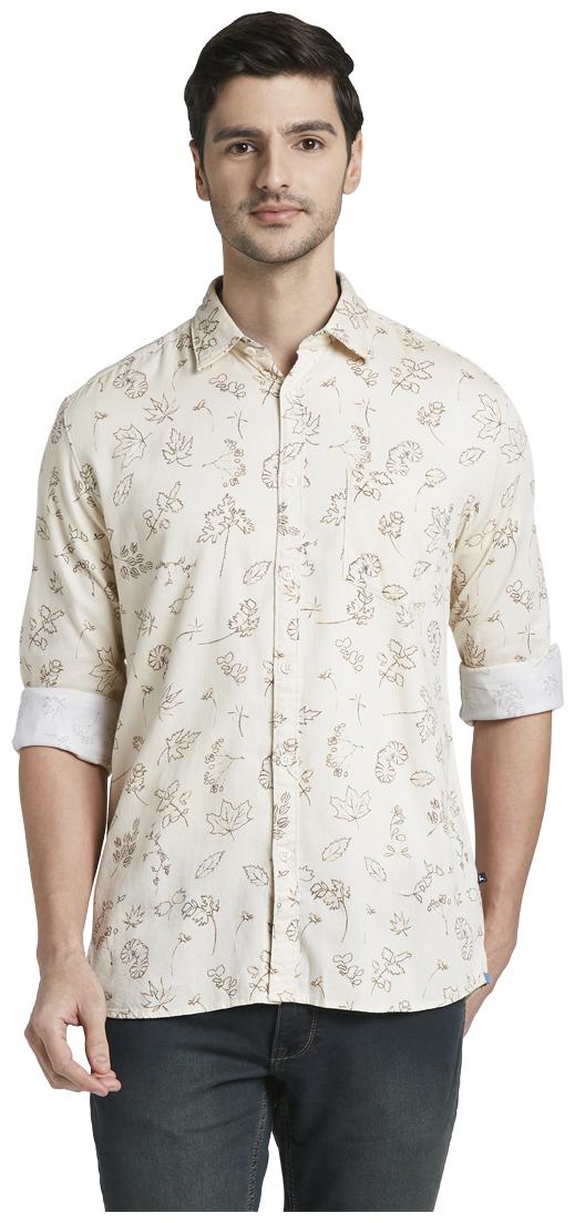 

Parx Men Yellow Printed Slim Fit Casual Shirt