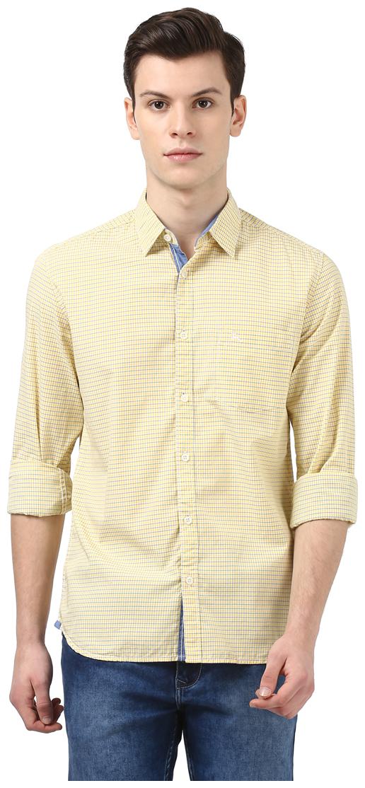 

Parx Men Yellow Checked Slim Fit Casual Shirt