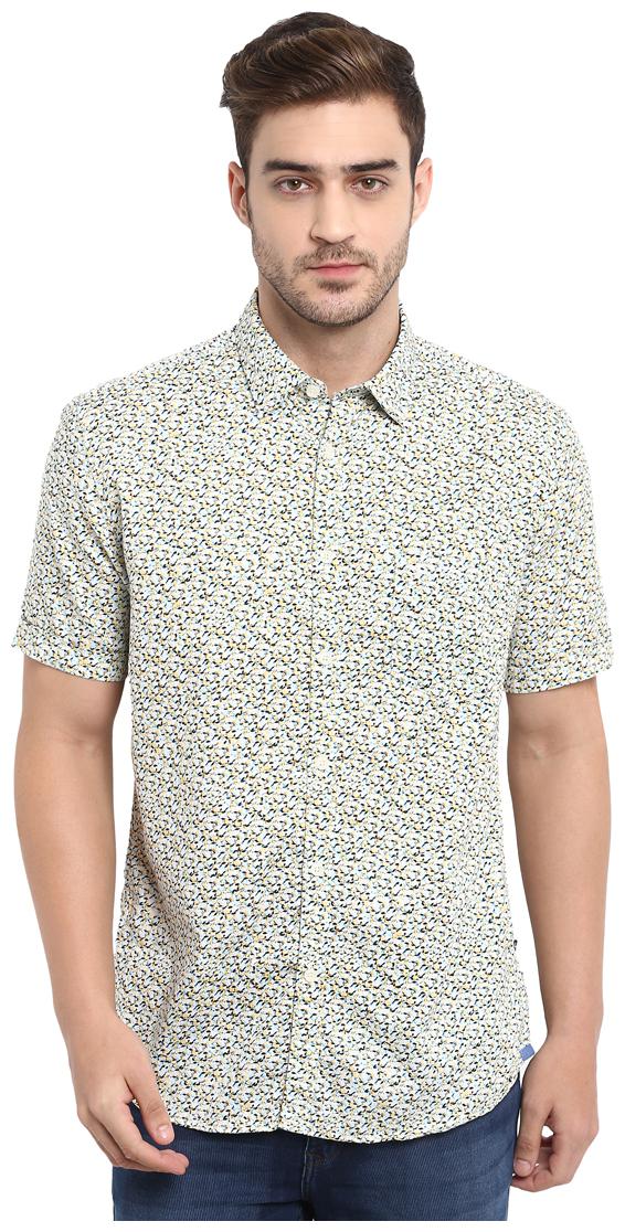 

Parx Men Grey Printed Slim Fit Casual Shirt