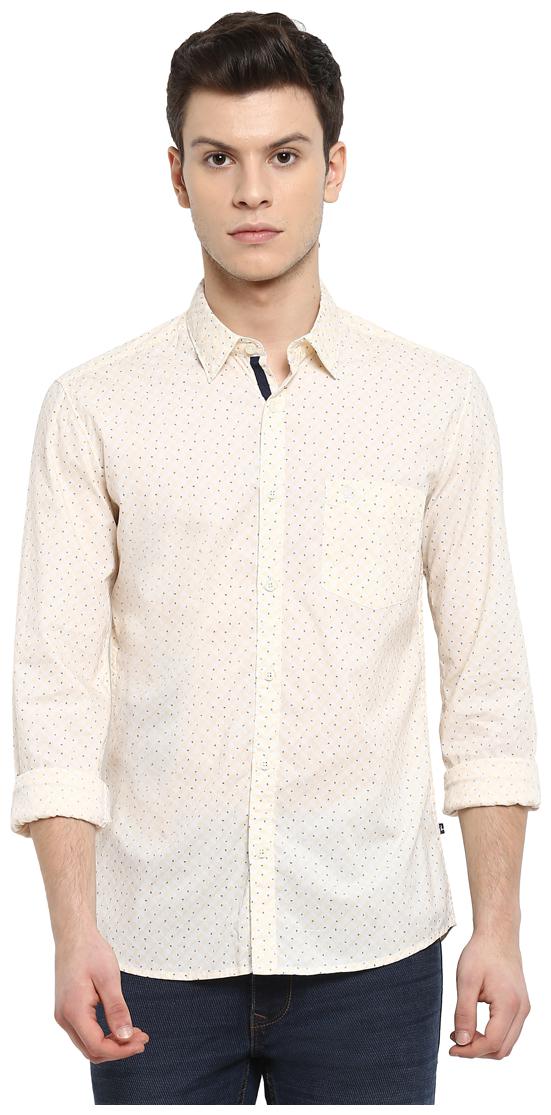 

Parx Men Yellow Printed Slim Fit Casual Shirt