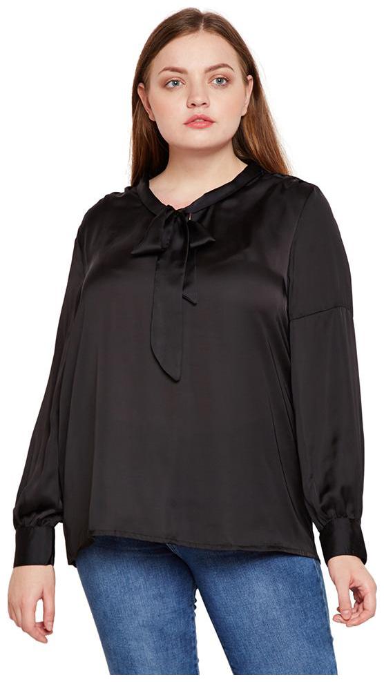 

OXOLLOXO Women Solid Regular top - Black