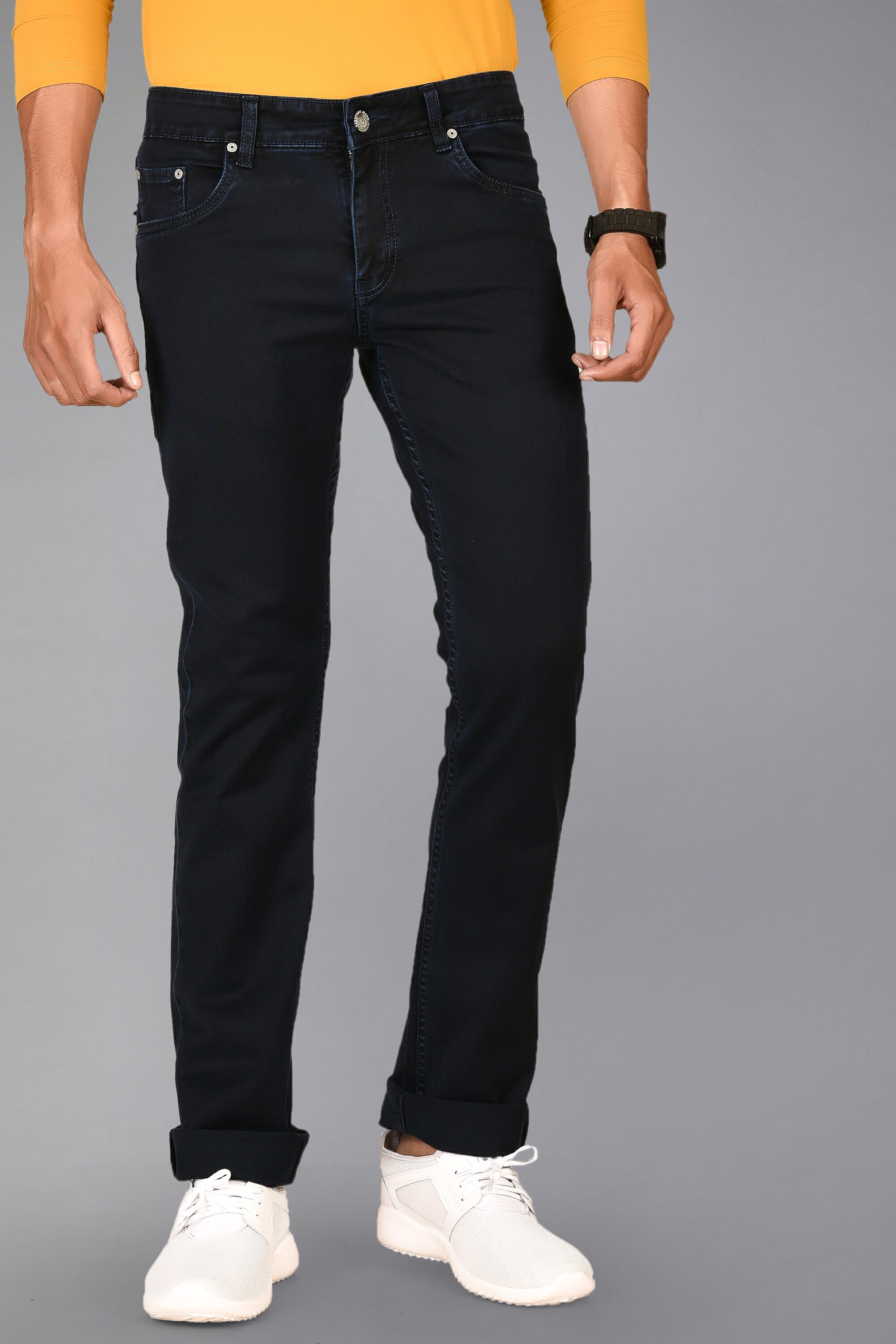

Passport Men Navy Blue Regular Fit Jeans