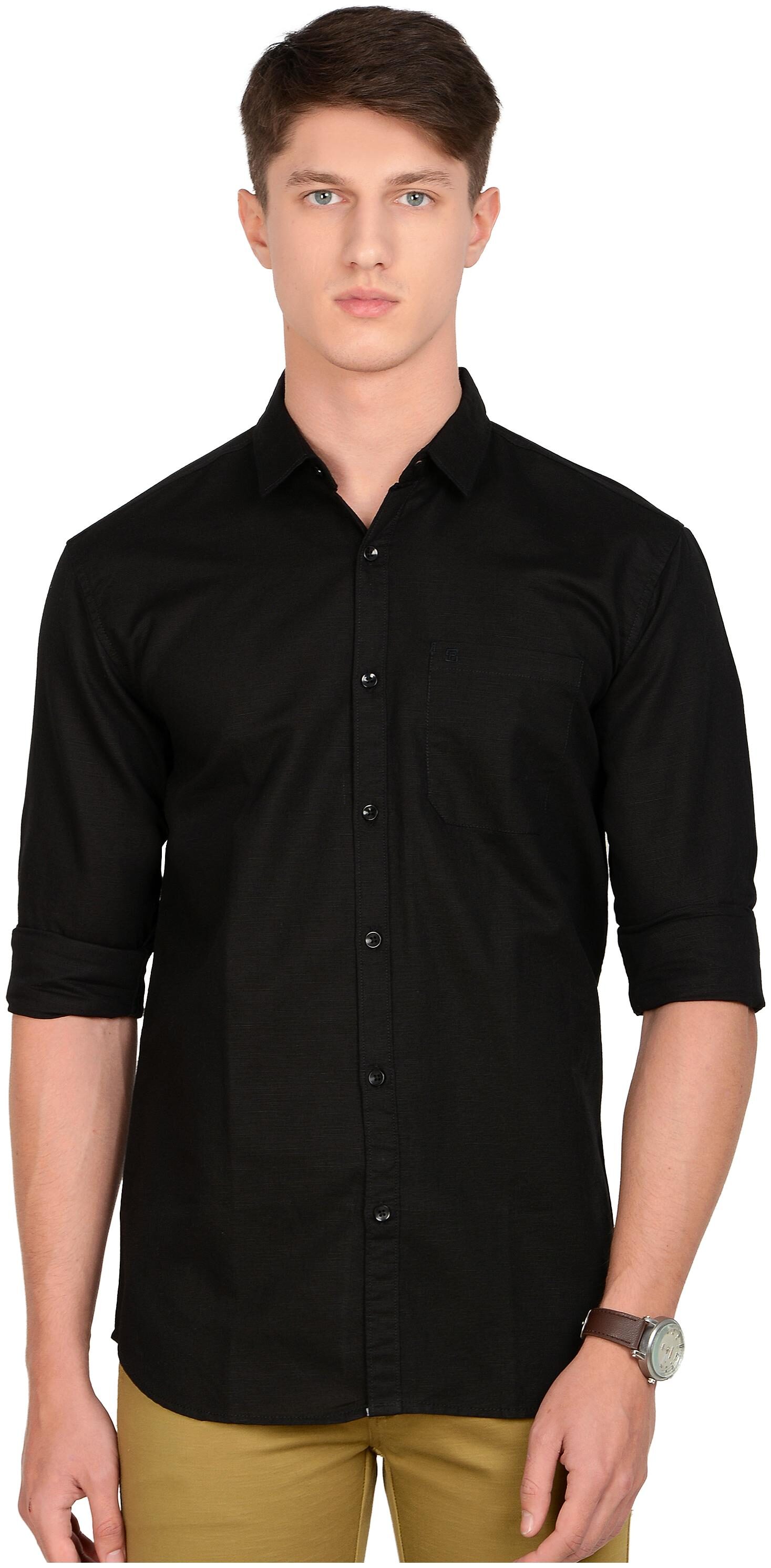 

Paul Street Men Black Solid Slim Fit Casual Shirt