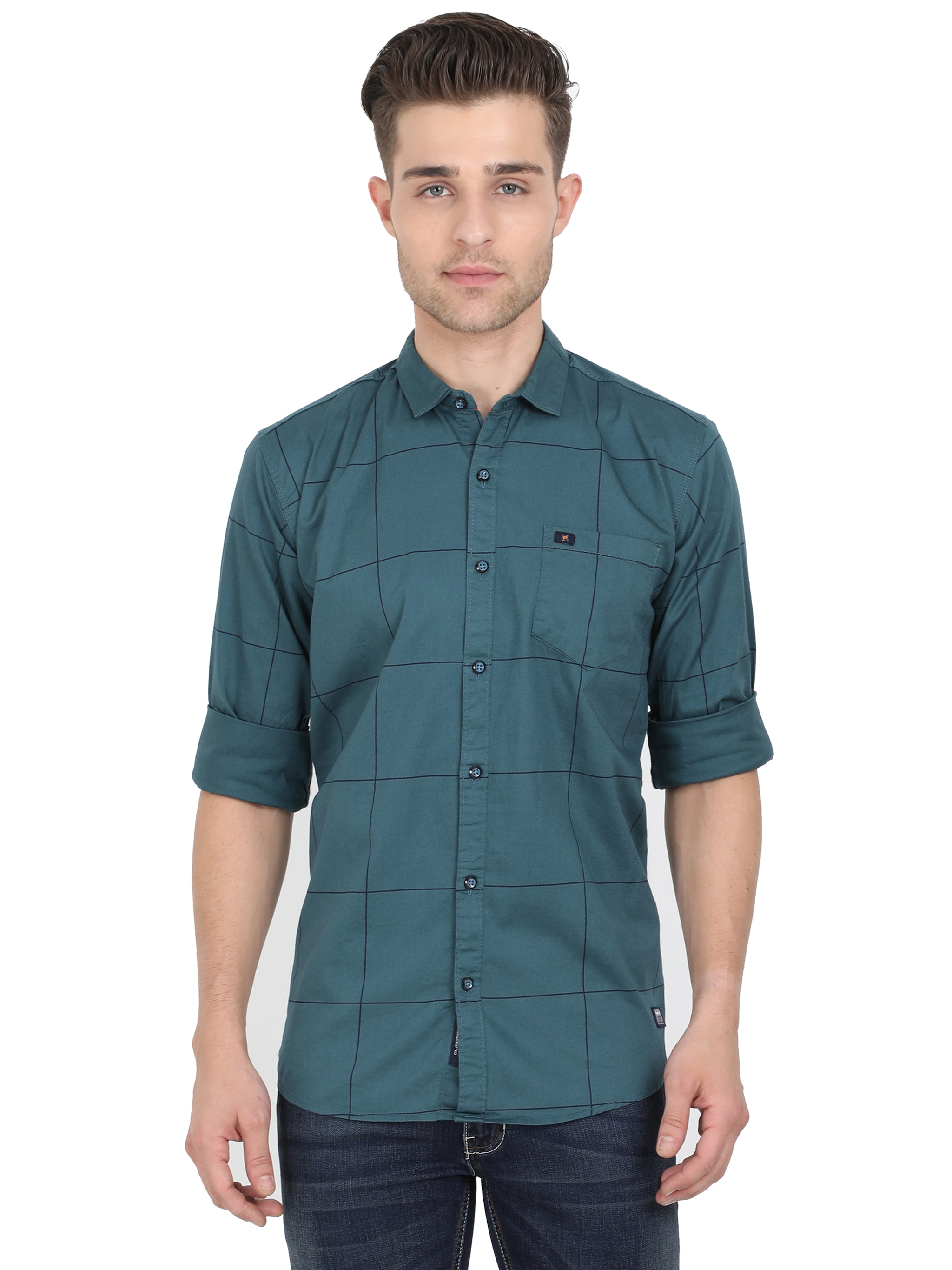 

Paul Street Men Green Checked Slim Fit Casual Shirt