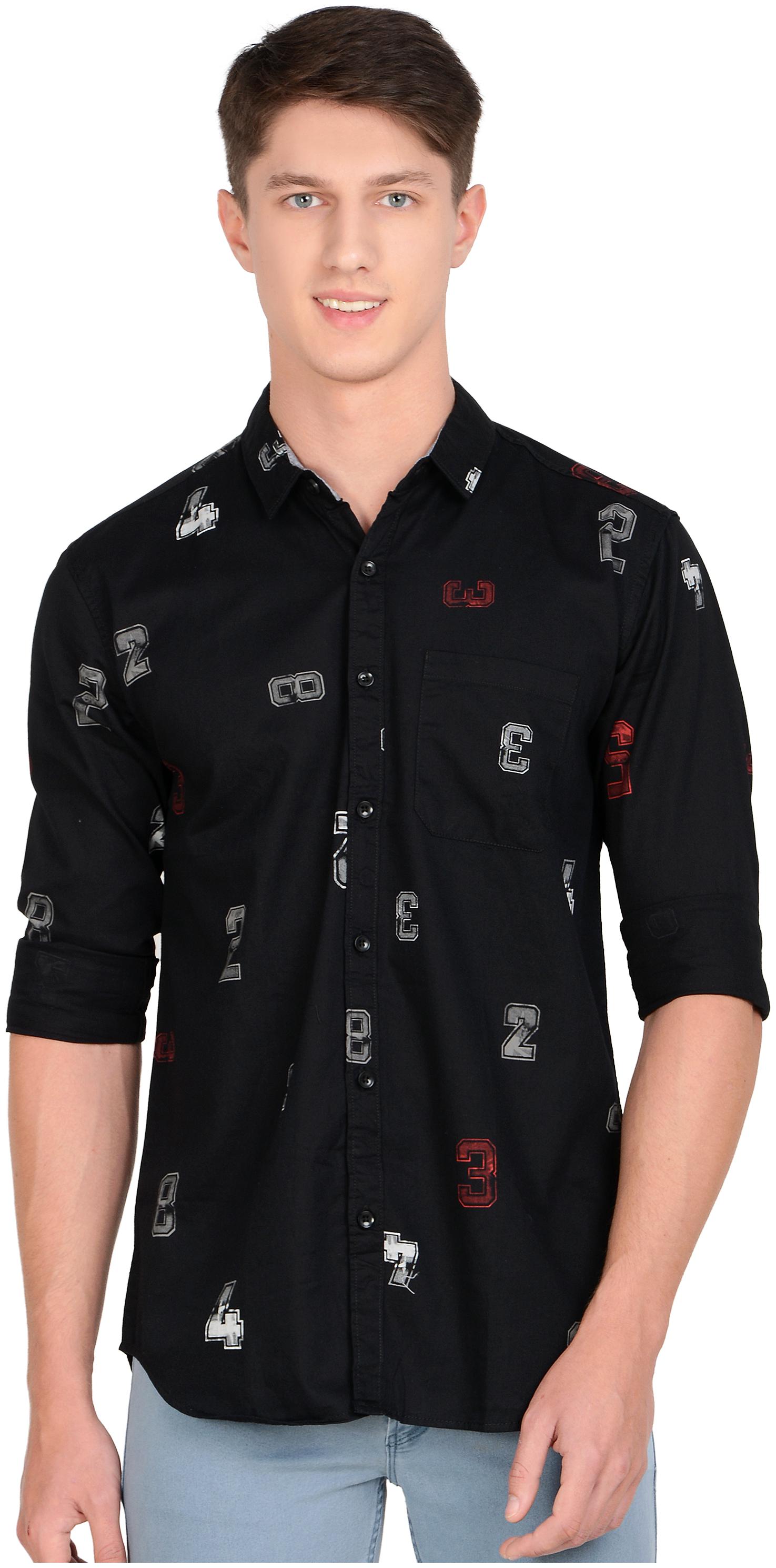 

Paul Street Men Black Printed Slim Fit Casual Shirt