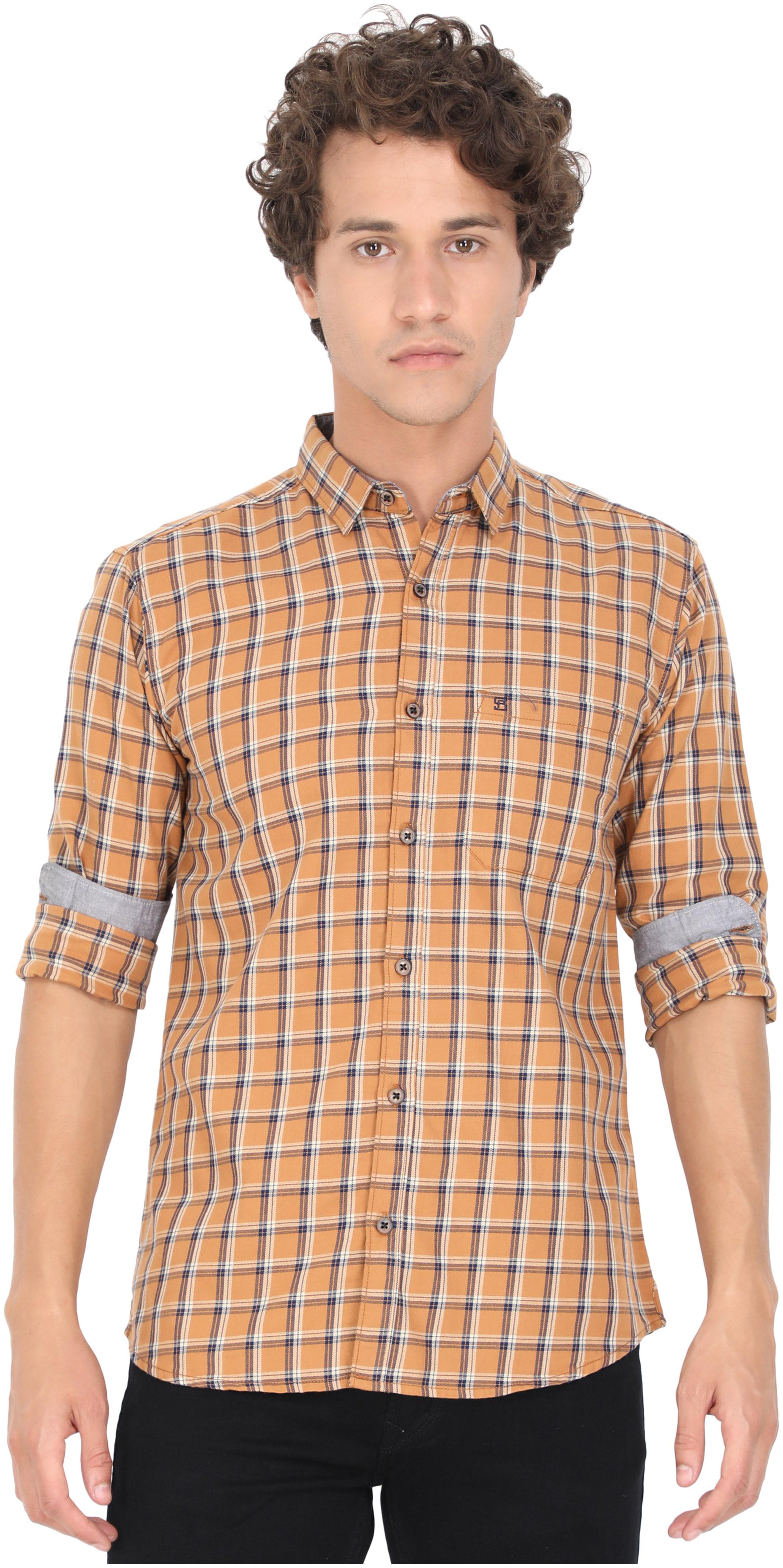 

Paul Street Men Brown Checked Slim Fit Casual Shirt
