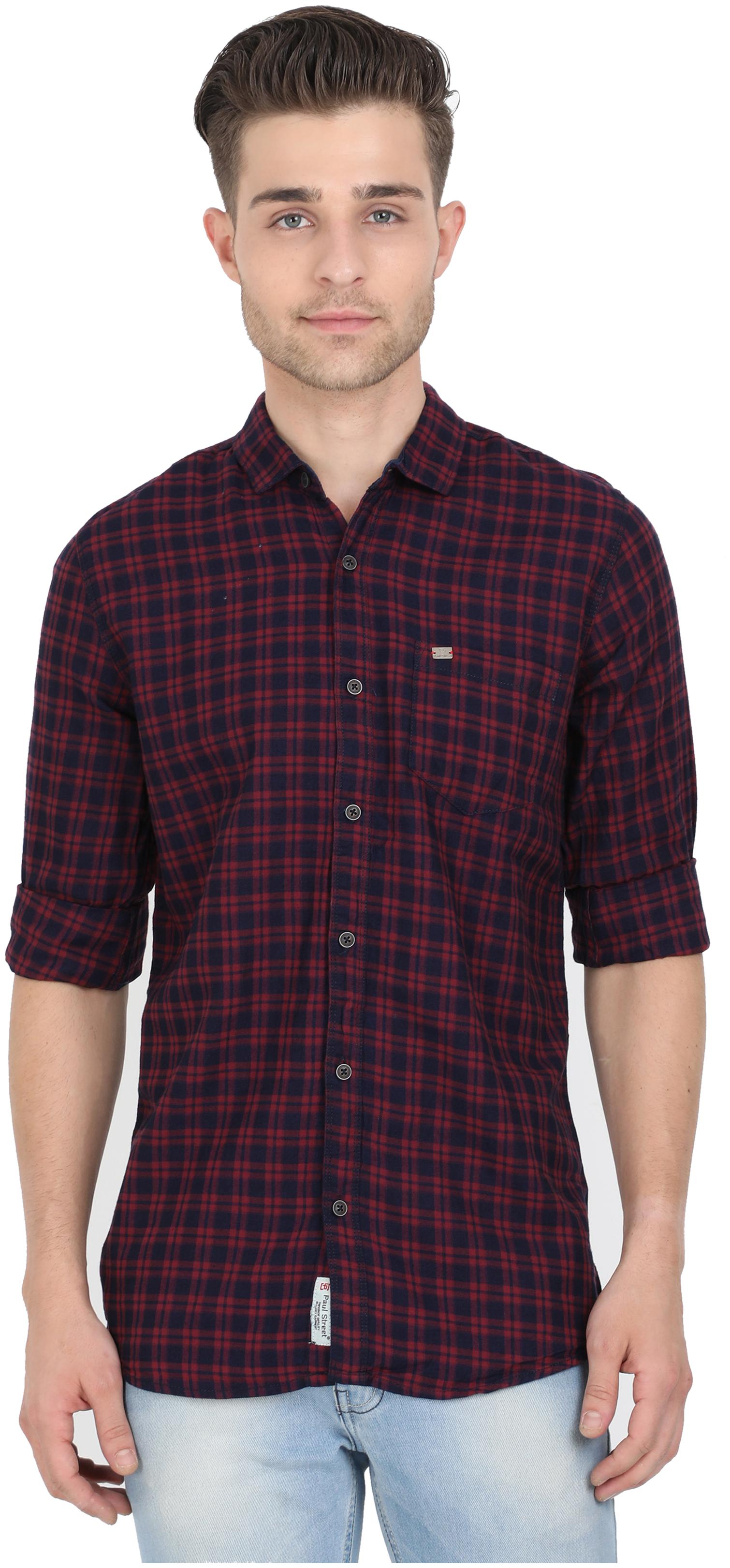 

Paul Street Men Maroon Checked Slim Fit Casual Shirt