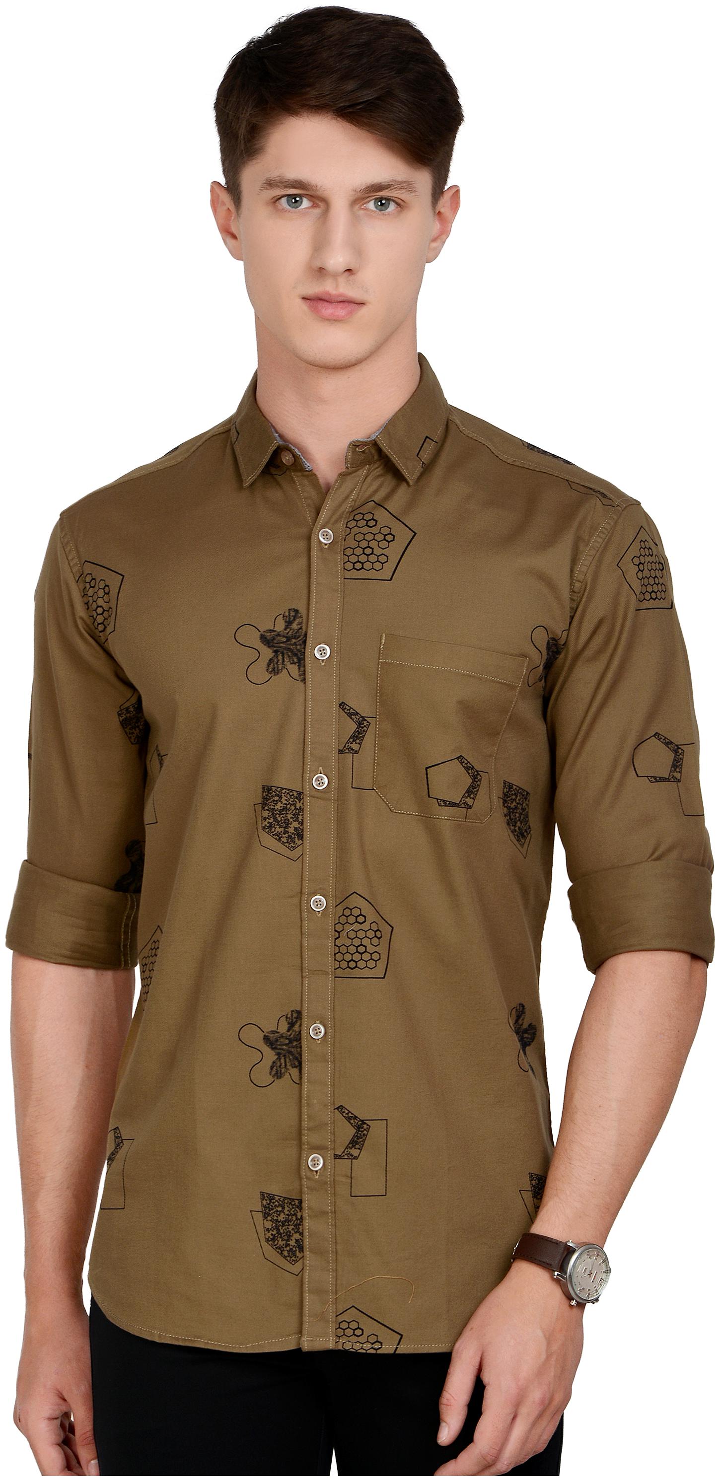 

Paul Street Men Brown Printed Slim Fit Casual Shirt