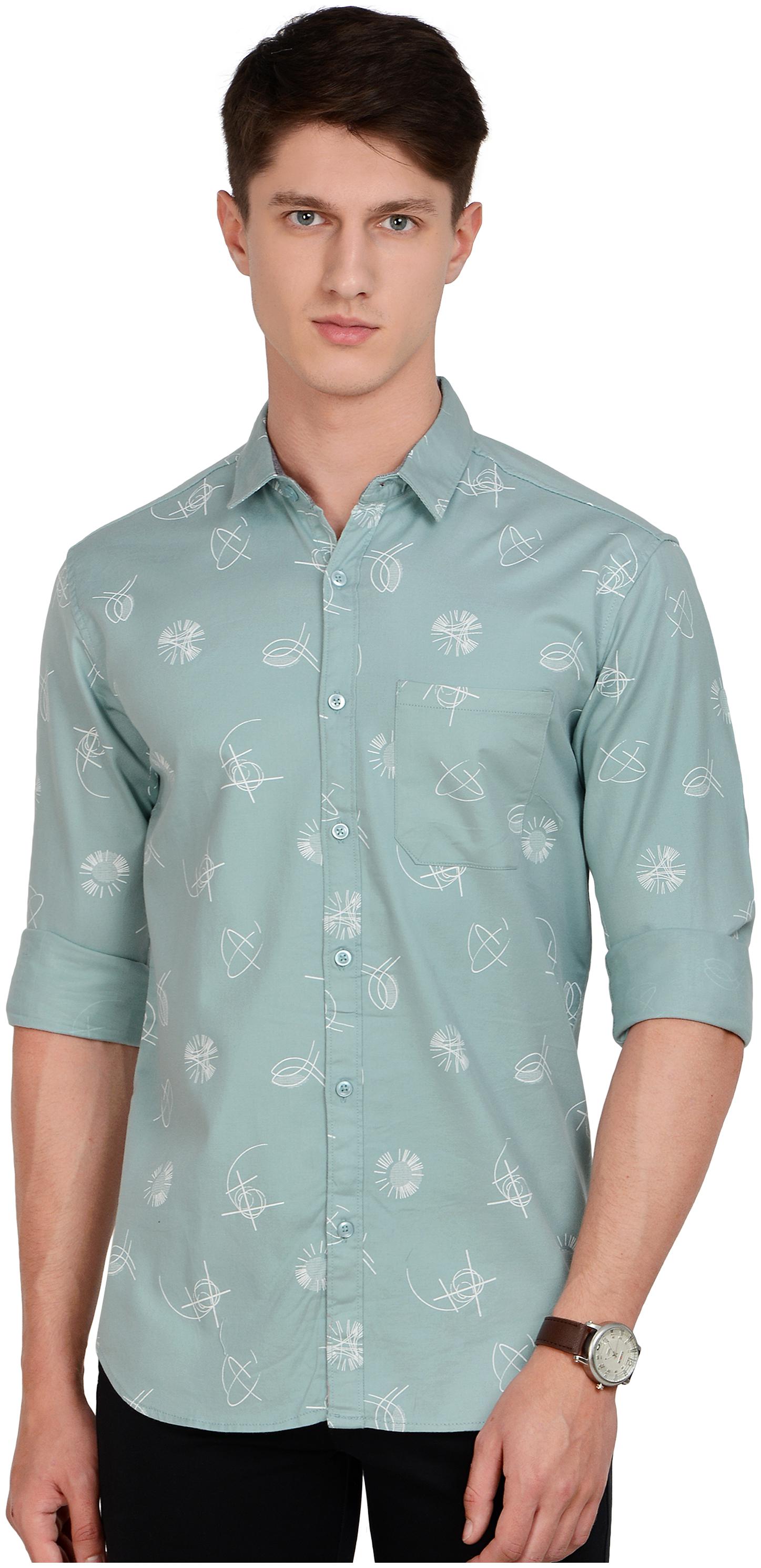 

Paul Street Men Green Printed Slim Fit Casual Shirt