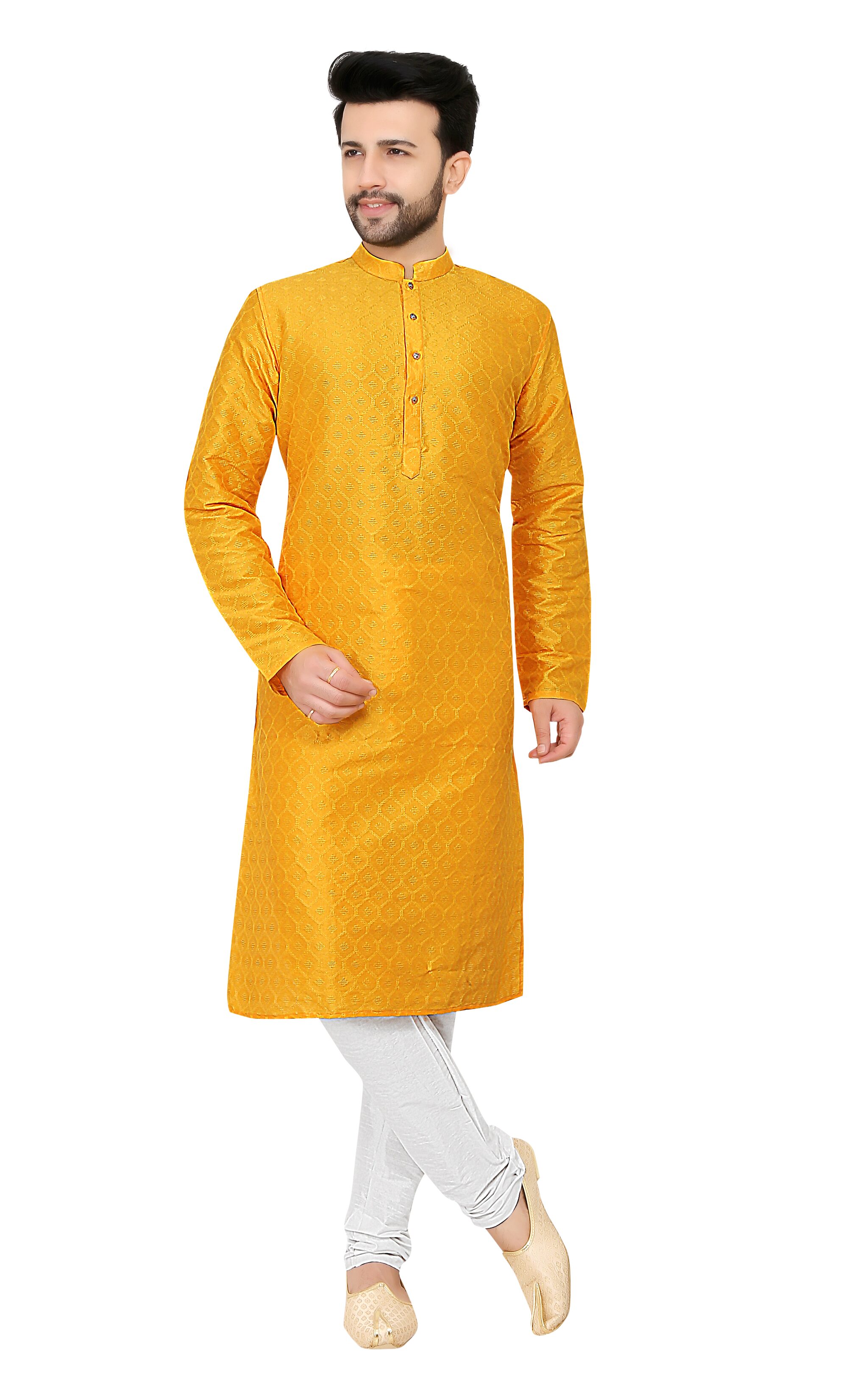 

Paul Street Yellow Self design Kurta and Churidar