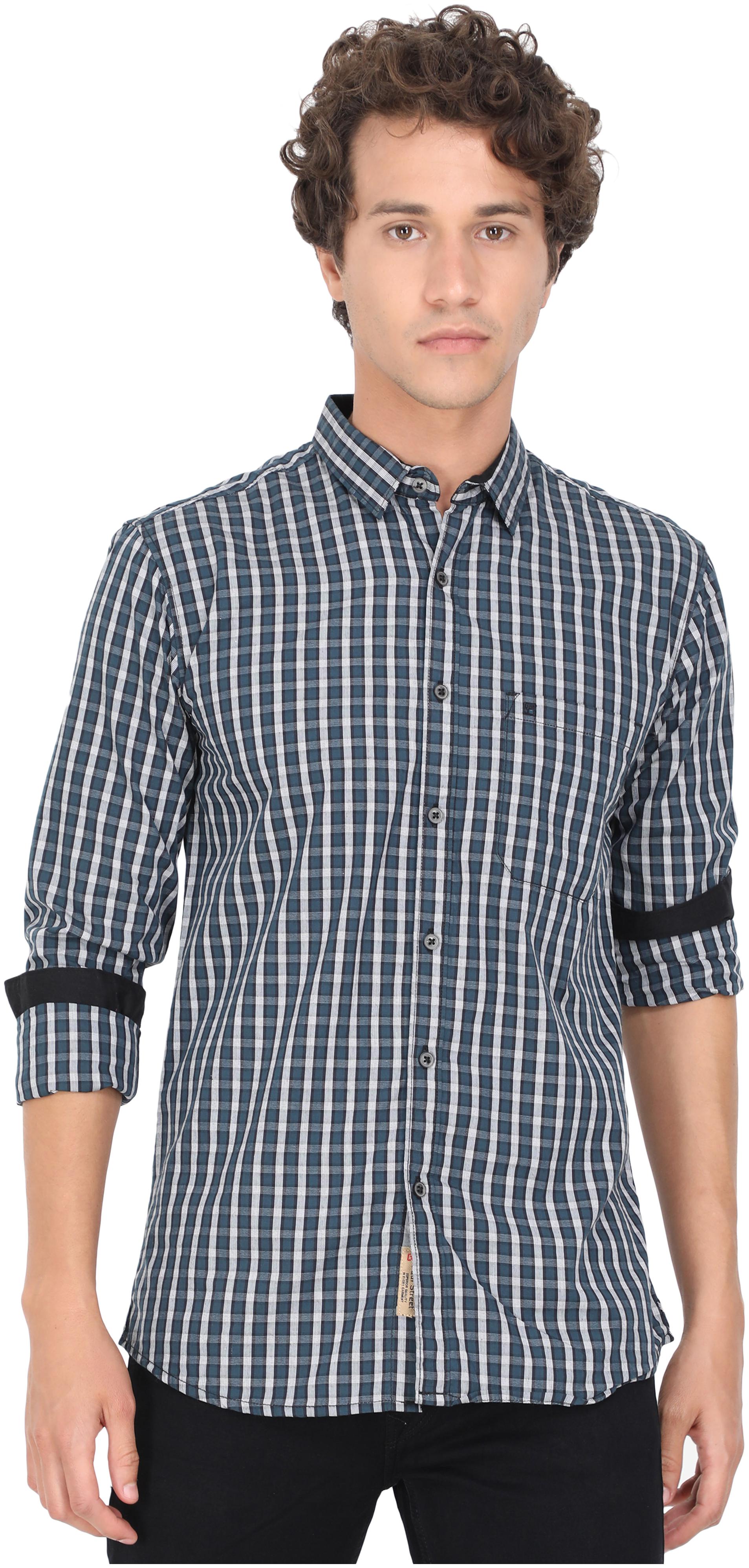 

Paul Street Men Blue Checked Slim Fit Casual Shirt