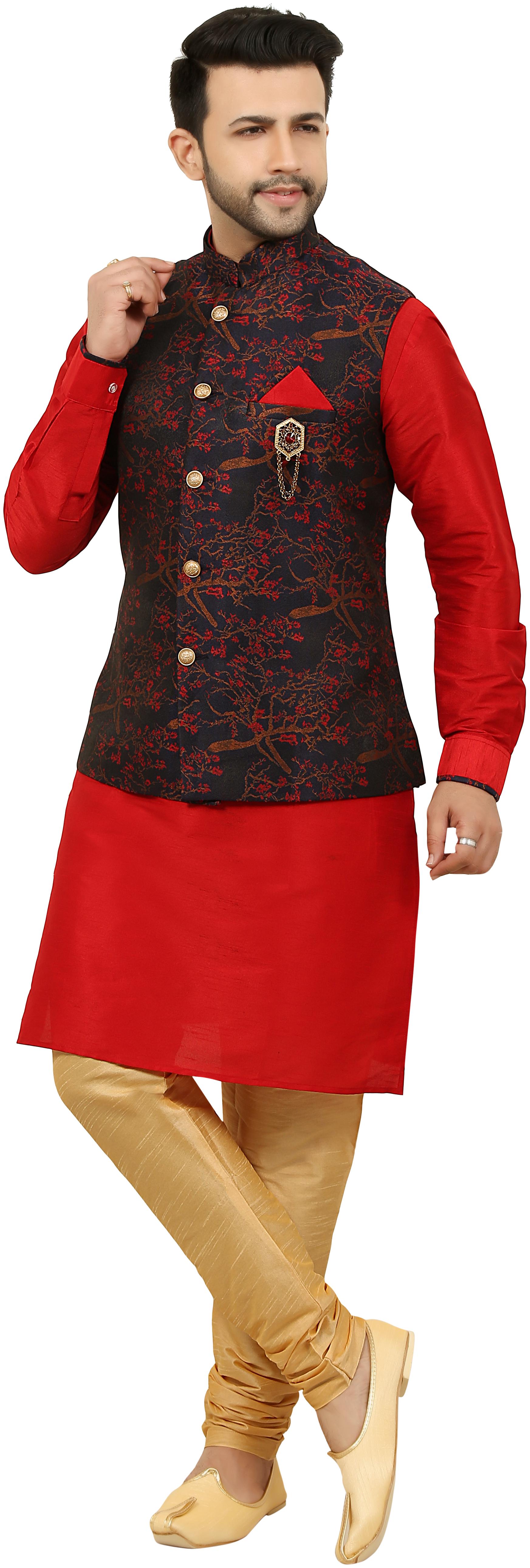 

Paul Street Red Solid Kurta and Churidar With Jacket