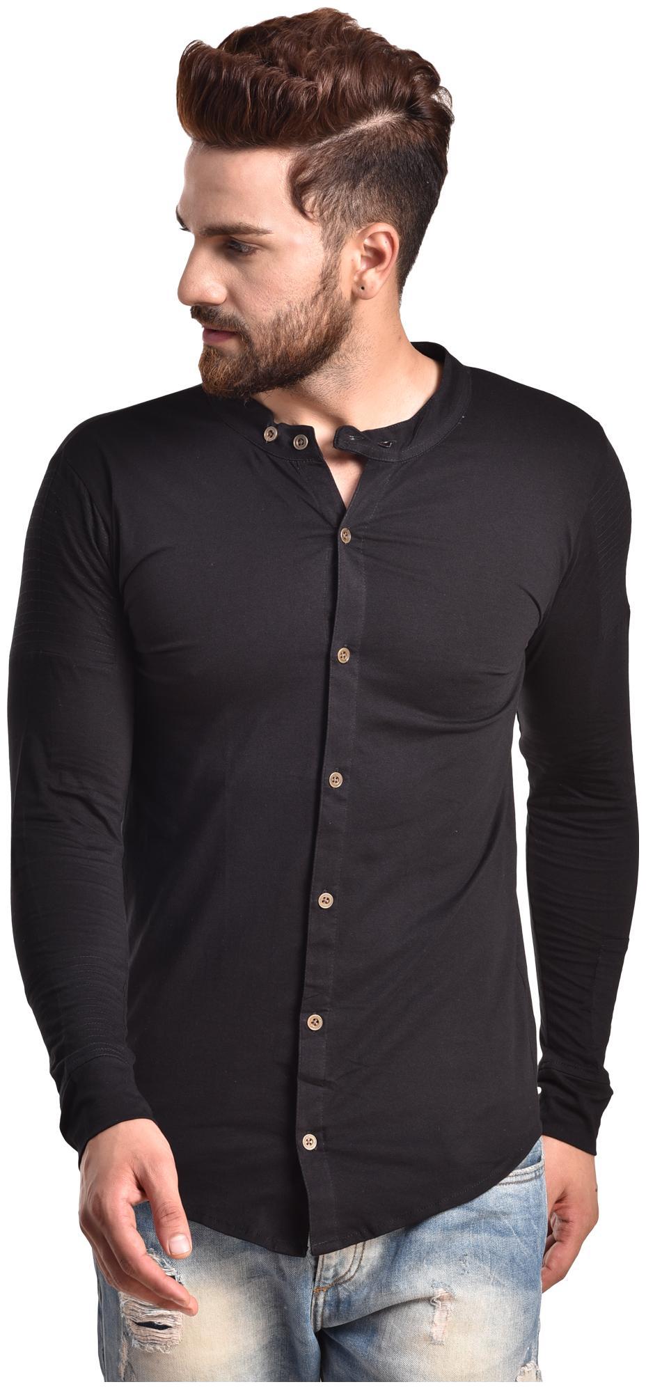 

Pause Men Black Solid Slim Fit Casual Shirt
