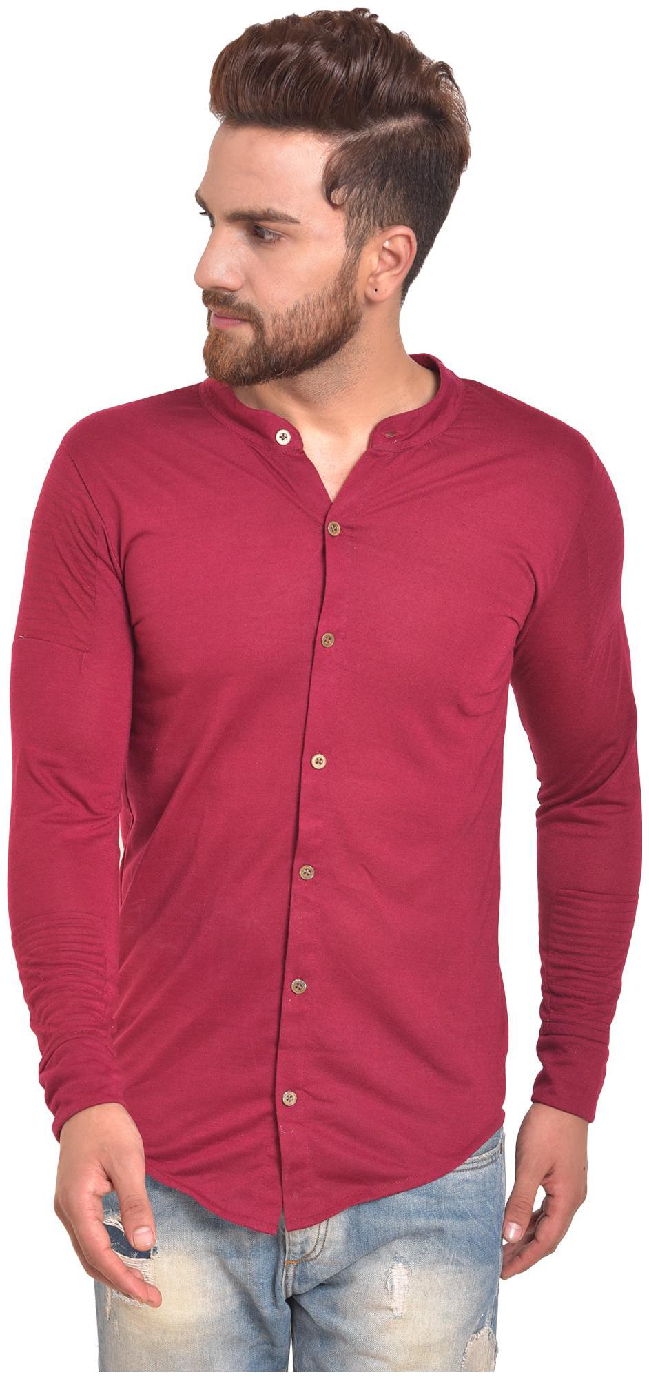 

Pause Men Maroon Solid Slim Fit Casual Shirt