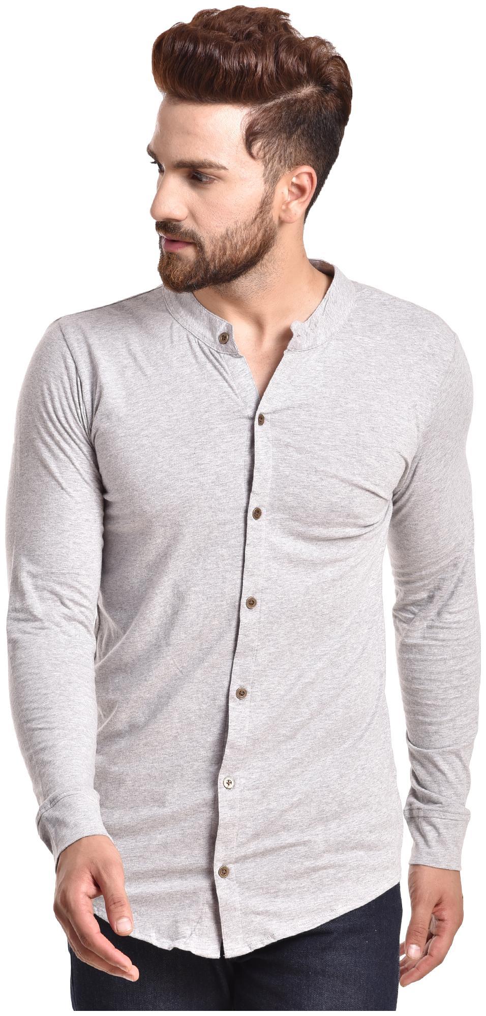 

Pause Men Grey Solid Slim Fit Casual Shirt