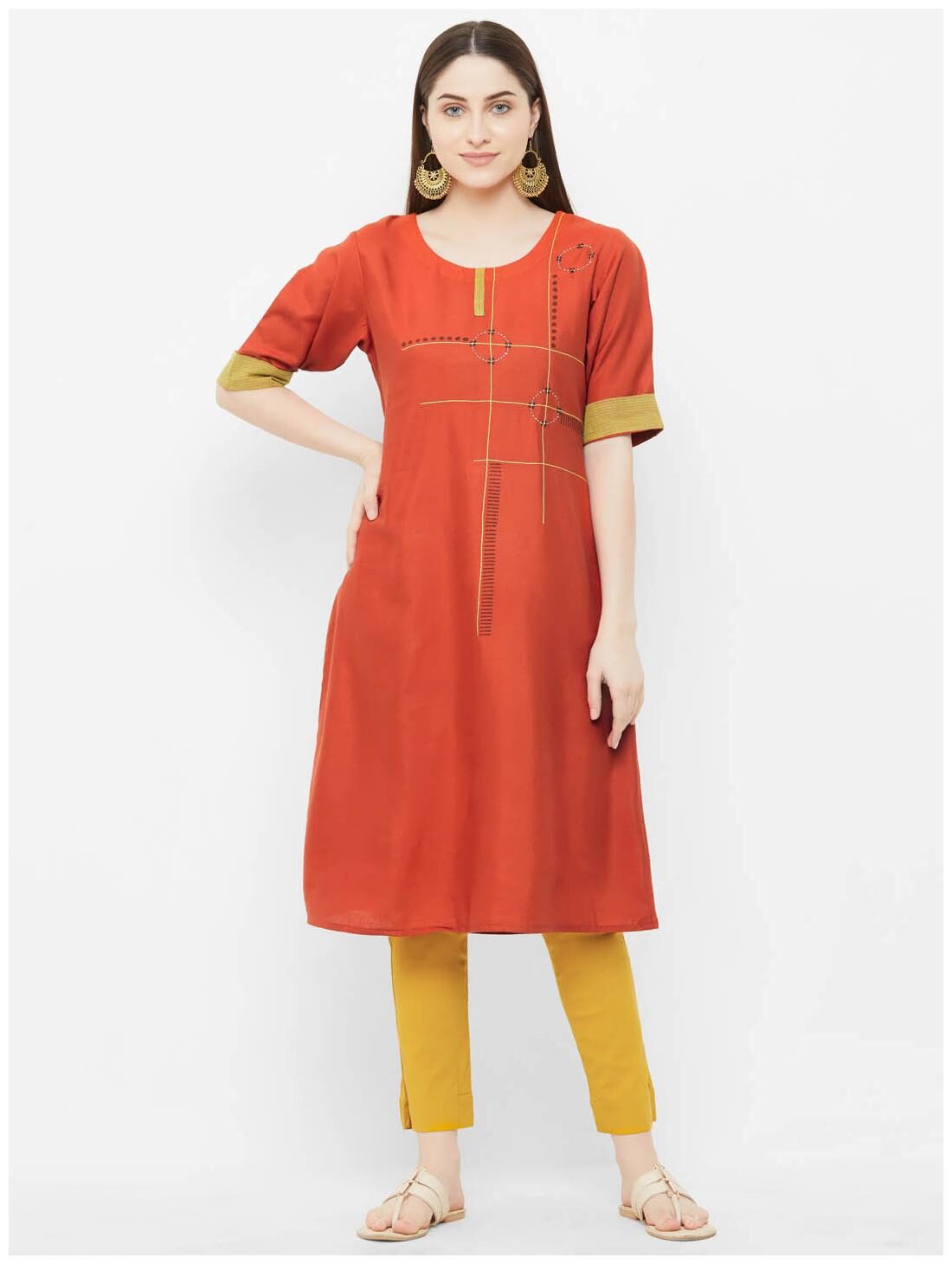 

Payal Satin Festive Women Kurti Orange