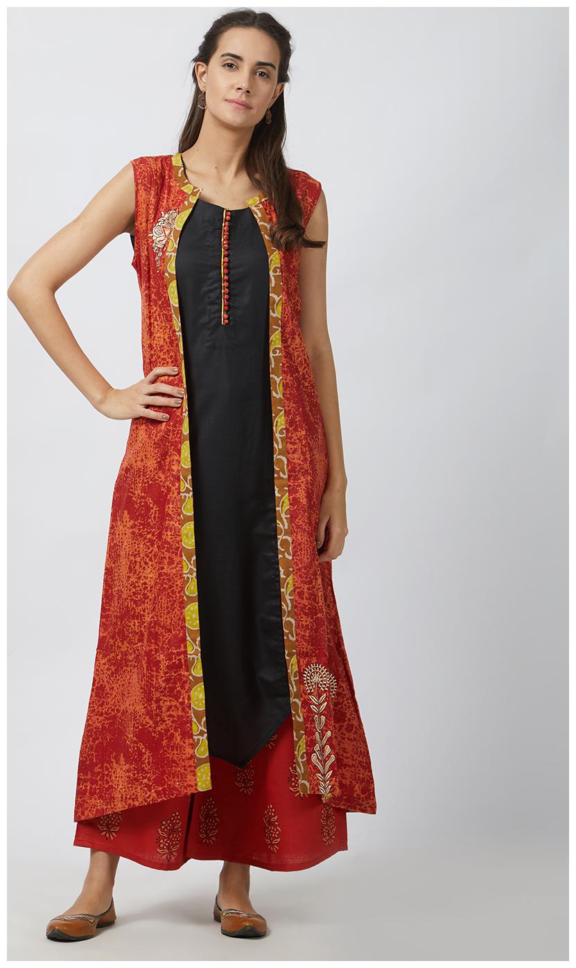 

Payal Silk Sleeveless With Round Neck Women s Kurta and Palazzo Set