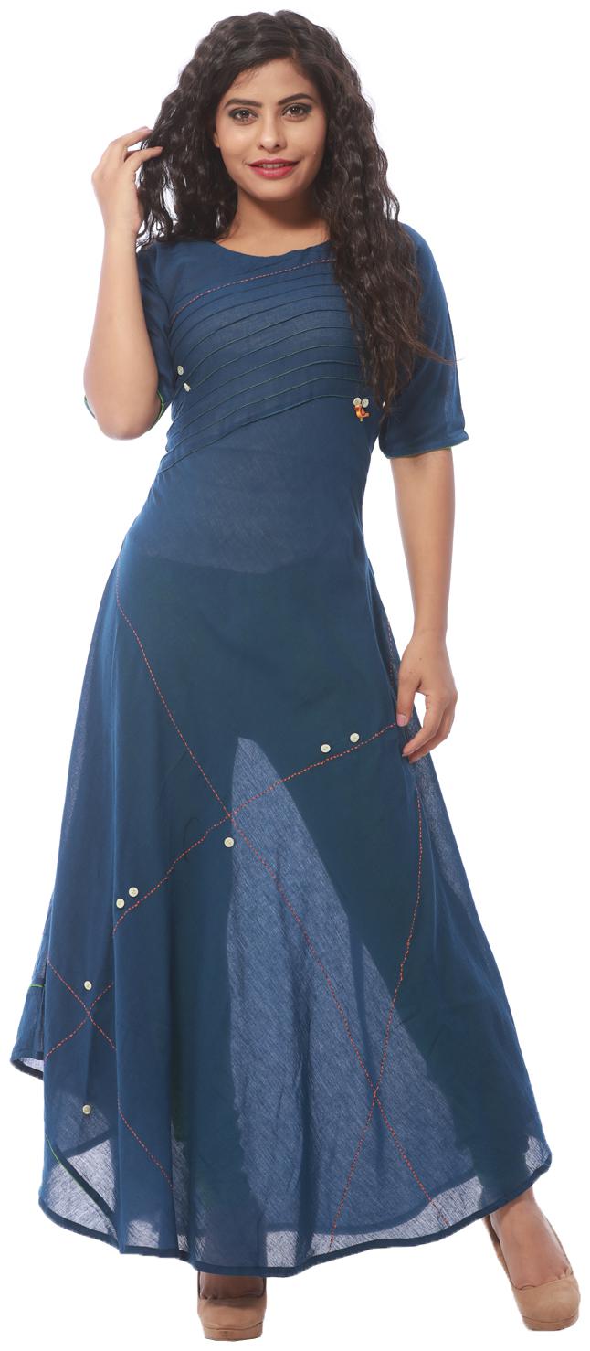

Payal Solid Blue Ankle Length A-line Womens Kurti