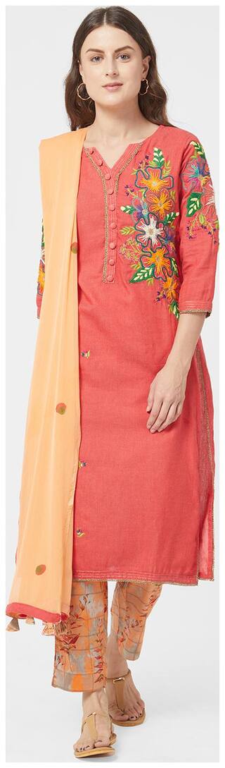 Payal Stitched Peach Kurta Parallel Pants Set for Women