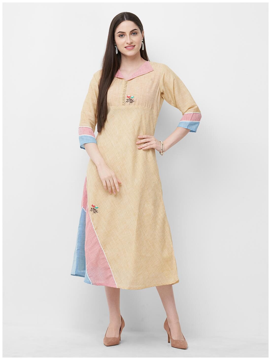 

Payal Women Linen Kurti Dress -Beige