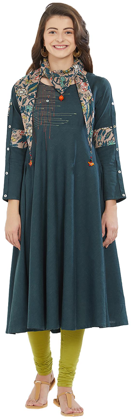 

Payal Women Rayon Casual Green Kurti