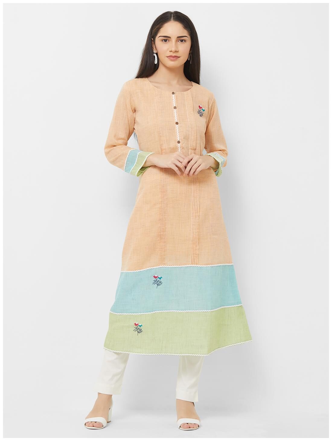 

Payal Women Linen Kurti -Peach