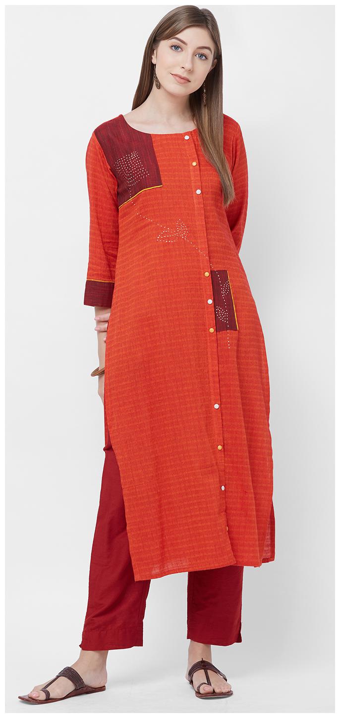 

Payal Women Orange Printed Straight Kurti