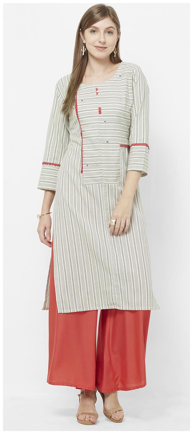 

Payal Women Red Striped Straight Kurti