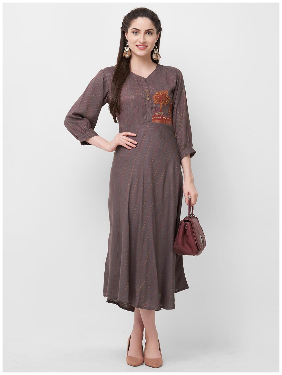 

Payal Women Rayon Kurti Dress -Grey