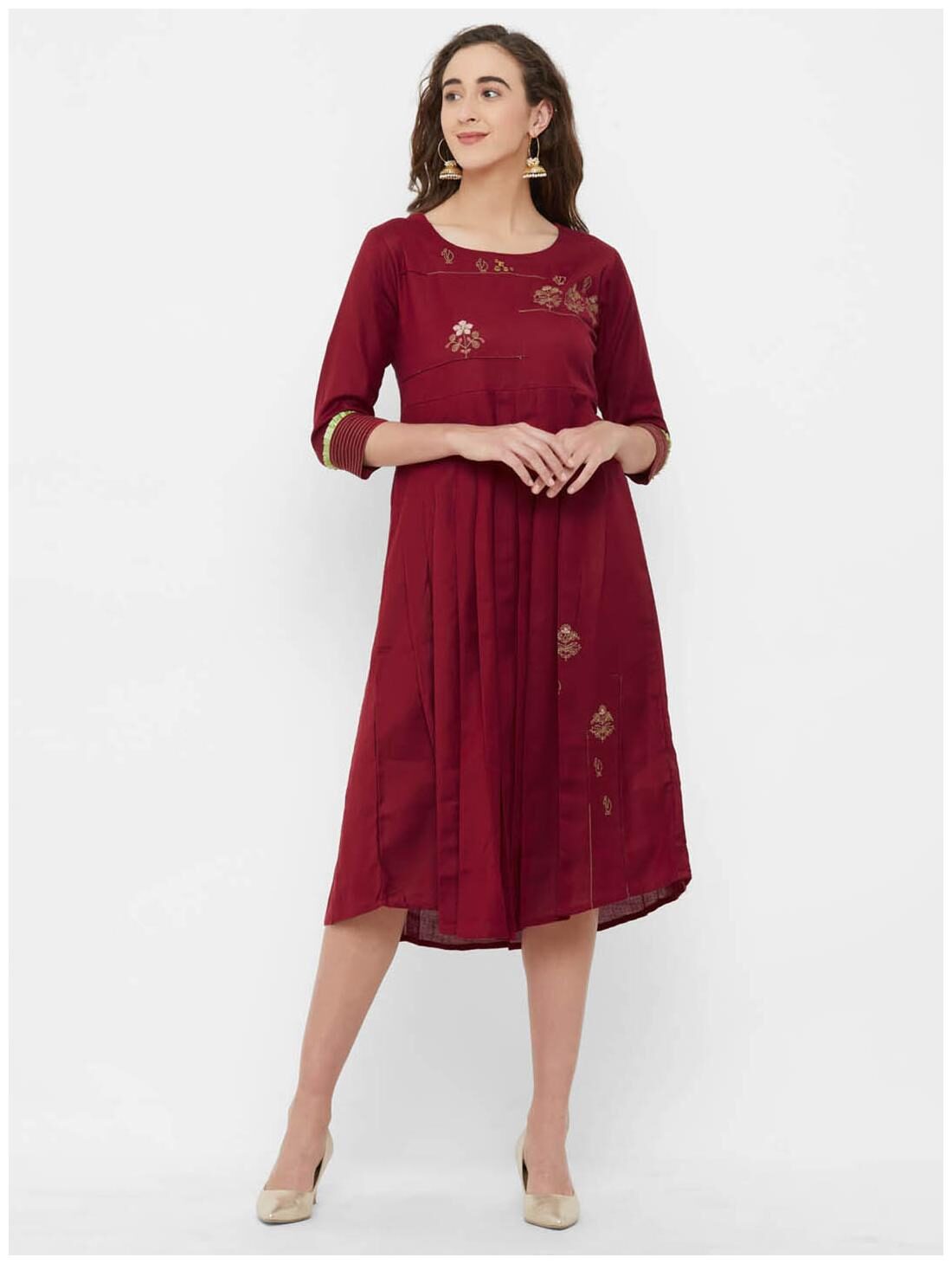 

Payal Women Rayon Kurti Dress Maroon