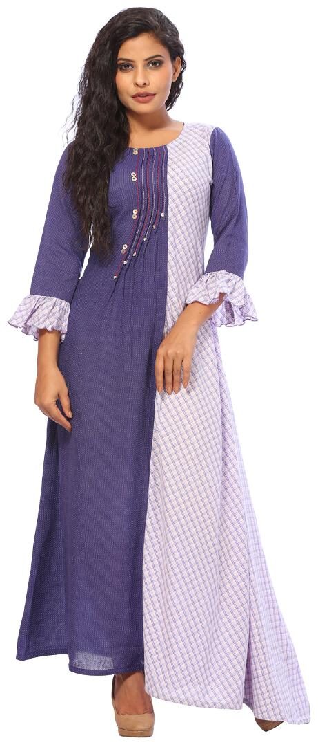 

Payal Womens Purple Cotton Ankle Length Kurti