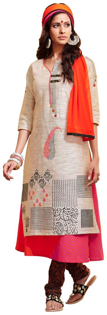 

Payal Womens Off-white Kurta and Churidar