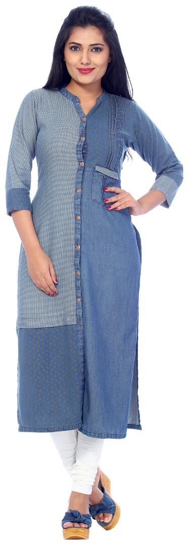 

Payal Women Blue Embroidered Straight Kurta