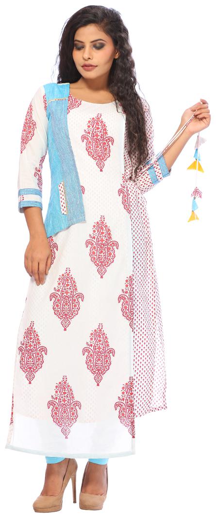 

Payal Women Blue Printed Straight Kurta