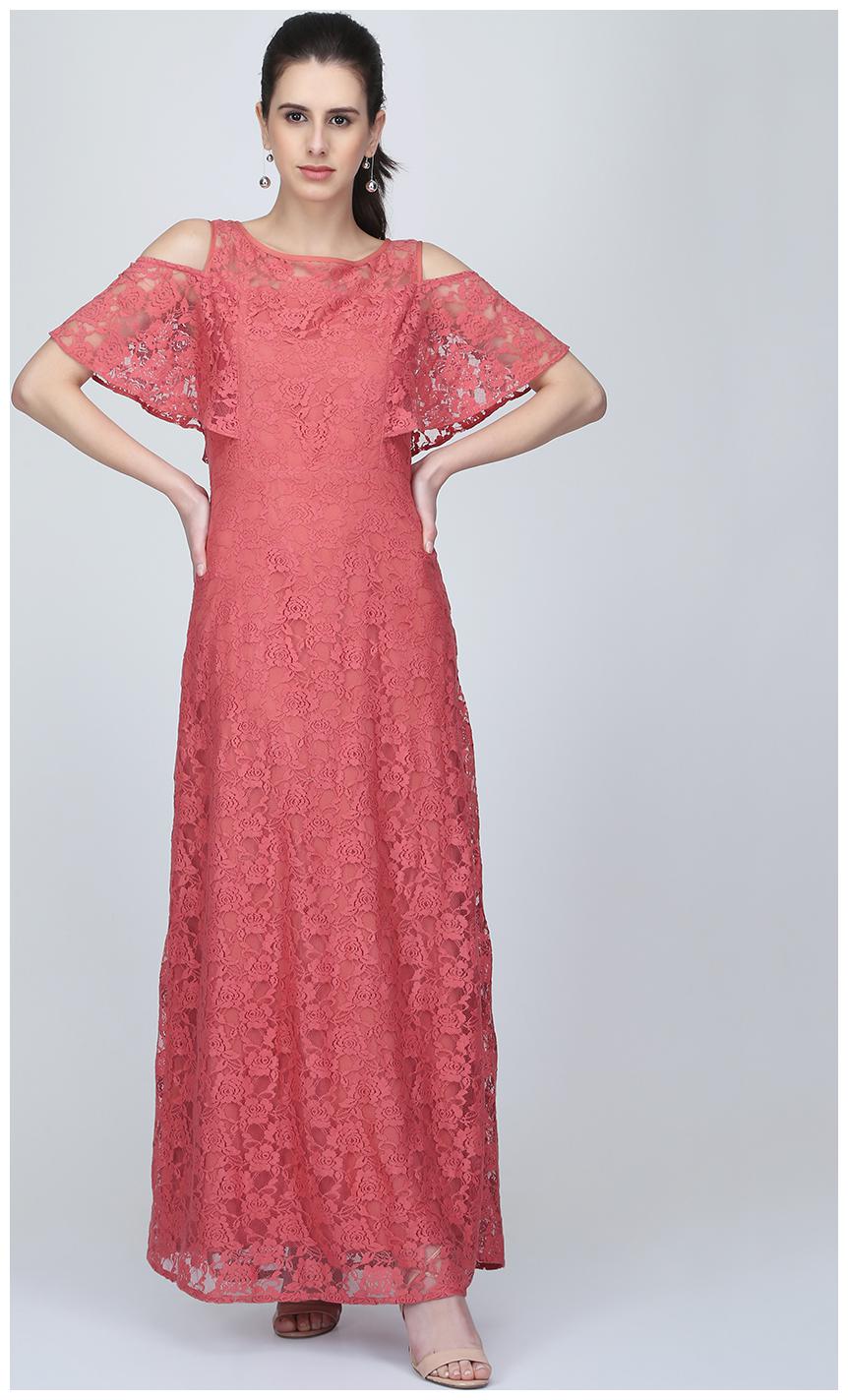 

EAVAN Pink Solid Maxi dress